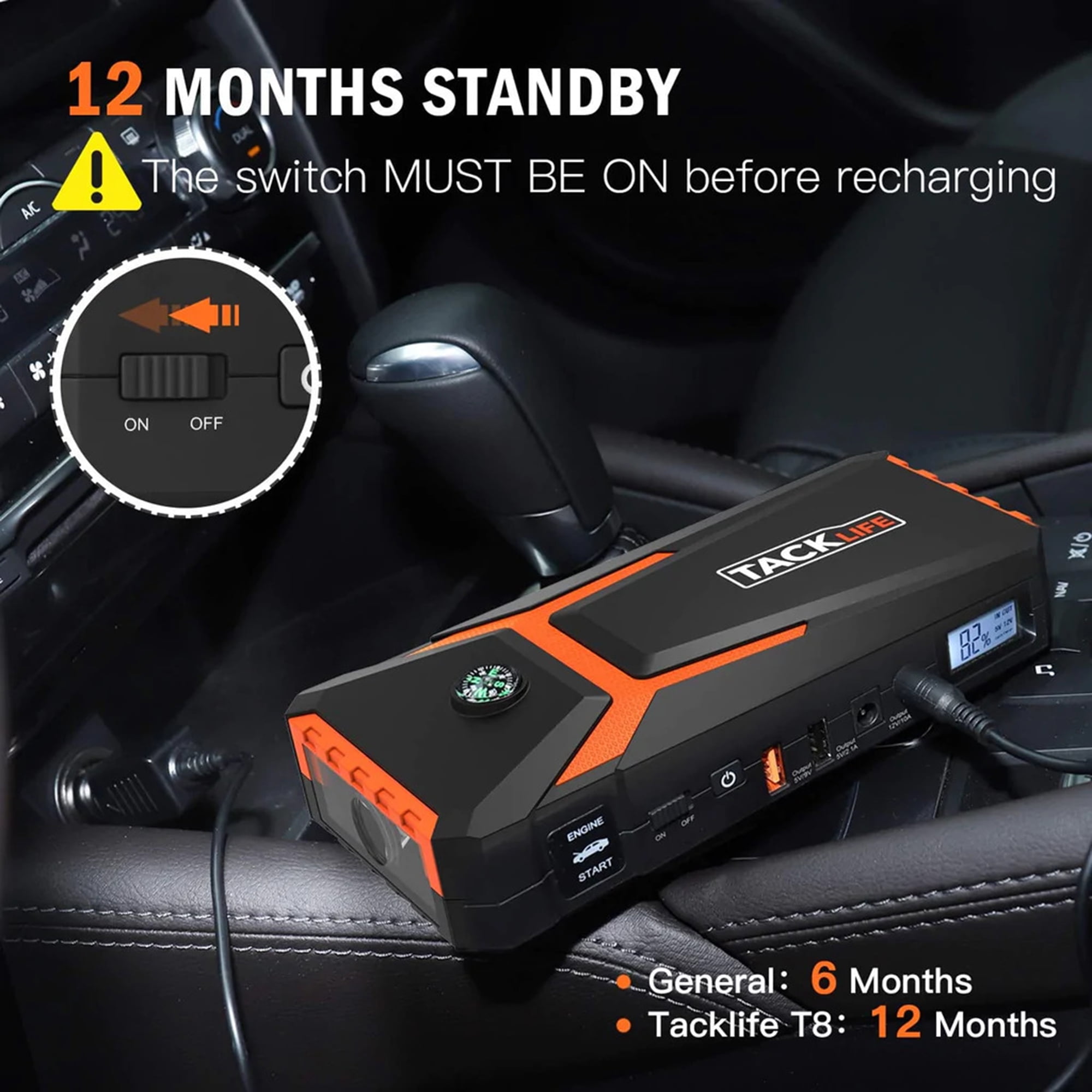 Tacklife 800a peak 18000mah car jump starter discount