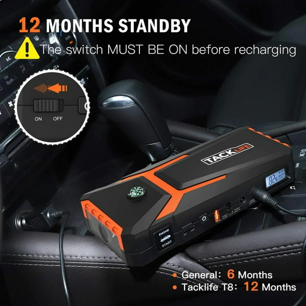 Démarreur de Batterie de Voiture Orange 12V TACKLIFE, Booster de