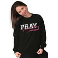 thumbnail image 4 of Pray For A Cure Breast Cancer Sport Women Crewneck Sweatshirt Brisco Brands S, 4 of 6