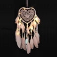 thumbnail image 1 of Atrapasueños con forma de corazón, estilo bohemio, hecho a mano, luz LED para colgar en la pared, decoración romántica (blanco, con luces), 1 of 8