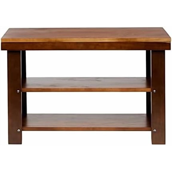 Basics Solid Pine Wood Entryway Shoe Rack Bench, Espresso, 10.4" D x 27.56" W x 17.72" H