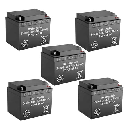 BatteryGuy Yuntong YT-12240 replacement 12V 26Ah battery - BatteryGuy brand equivalent (qty of 5)
