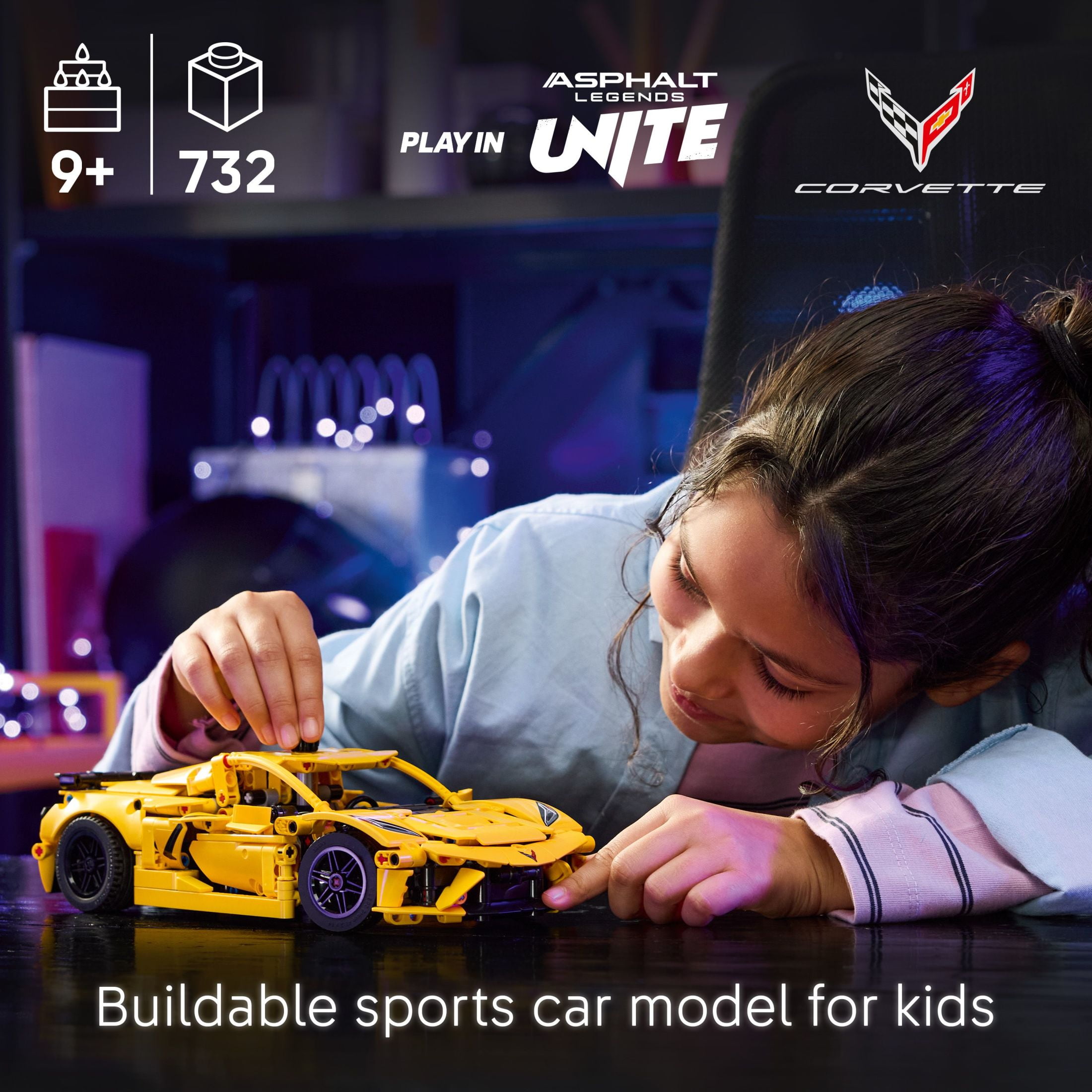 LEGO Technic Chevrolet Corvette Stingray Toy Car - Building Toy Set for Kids, Boys and Girls, Ages 9+ - Birthday Gift Idea - Model Car Kit for Display - 42205