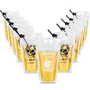 12 Set White Bride or Die Drink Pouches with Straws for Adults Bachelorette Party Decorations Black Til Death Do Us Party Plastic Drink Bags Zipper Liquor Pouch for Beverage Alcohol Juice Cold