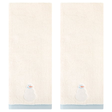 Unique Bargains Cute Cartoon Pattern Decorative Hand Towels White-Snowman 2-Piece
