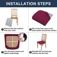 thumbnail image 4 of Juego de 4 fundas para asientos de sillas de comedor de color burdeos, protector de asiento de silla de comedor de jacquard elástico, adecuado para cocina de restaurante, 4 of 4