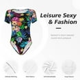 thumbnail image 6 of Naloa Colorful Flowers Women's Short-Sleeved Onesie, One-Piece Swimsuit for Parties, dates, clubs - XX-Large, 6 of 9
