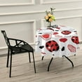 thumbnail image 7 of SKYSONIC Valentine Ladybugs Hearts Round Tablecloth 60inch with Lace Indoor Wrinkle Free, Spring Animala Cute Red Circular Table Cover Washable Farmhouse Tabletop for Kitchen Dining Decor, 7 of 7