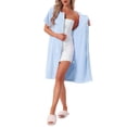 thumbnail image 2 of INSPIRE CHIC Womens Bath Robe Terry Towels Body Wearable Button Down Short Sleeve Cover Up Beach Shower Bathrobe S Blue, 2 of 6