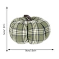 thumbnail image 2 of Halloween Pumpkins Decoration with Brown Hobby, 1 Piece, Green and White Checkered Fabric, for Fall Table and Shelf Display, Small Autumn Home Decor, 2 of 3