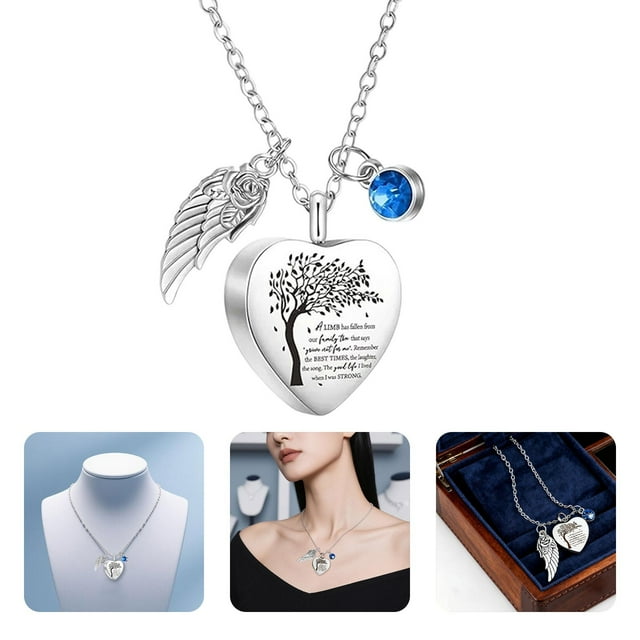 Collier Pendentif avec Nom Personnalisé, Photo, Date, Souvenir pour et Proches en Acier Inoxydable avec Entonnoir d'Ange