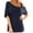 Dark Blue, variant on Women's Batwing Sleeve Casual T-Shirt Top, Short Sleeve Skew Collar Blouse, Loose Fit Off-Shoulder Shirt for Daily Wear, Stylish Women’s Short Sleeve Casual Top, Comfortable and Fashionable