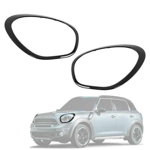 Kojem Pair Headlight Bezel for 2011-2016 Mini Cooper Countryman 2013-2016 Paceman Front Headlamp Door Cover Trim Painted Gloss Black - Driver & Passenger Side