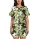 thumbnail image 1 of Fotbe Hawaii Palms Conjunto de Pijama Estampado para Mujer, 2 Piezas, Ropa de Dormir con Camiseta de Manga Corta y Shorts Suaves-X-Large, 1 of 6