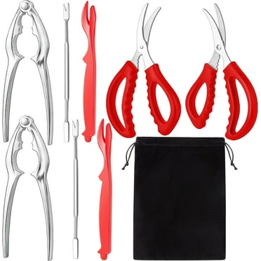SUSWIM Seafood Cracker Tool Set With Lobster Sheller Stainless Steel Crab Crackers Crab Leg Fork Seafood Scissors And Storage Bag, Crab Leg Pick Utensils Set Crab Eating Tools (9Pcs)