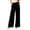 Black, variant on Womens Vertical Textured Wide Leg Pants Adjustable Fabric Drawstring Elastic High Waist With Side Inset Pockets Lightweight Wrinkle Resistant Woven Fabric Loose Full Length Casual Trousers
