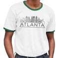 thumbnail image 2 of Skyline Atlanta Georgia Ringer Tee Shirt Unisex Small White/Kelly Green, 2 of 5