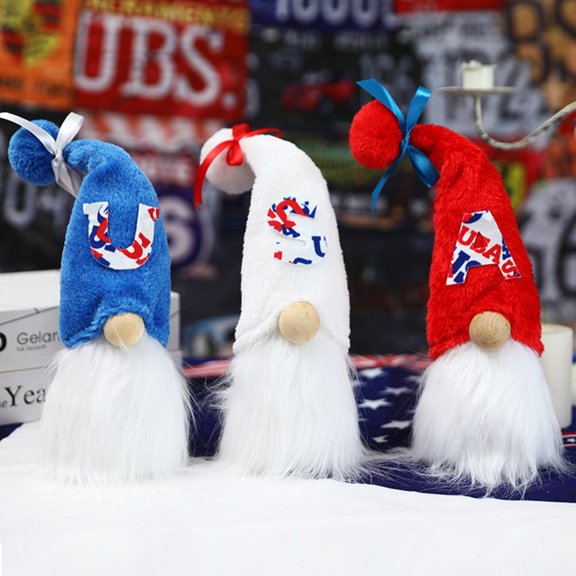 3pcs Patriotic Gnome,Plush Faceless Dolls,4th of July Independence Day Dwarf Doll,Handmade Dwarf Elf,Scandinavian Folklore Gnomes,American Memorial Day Holiday Ornament