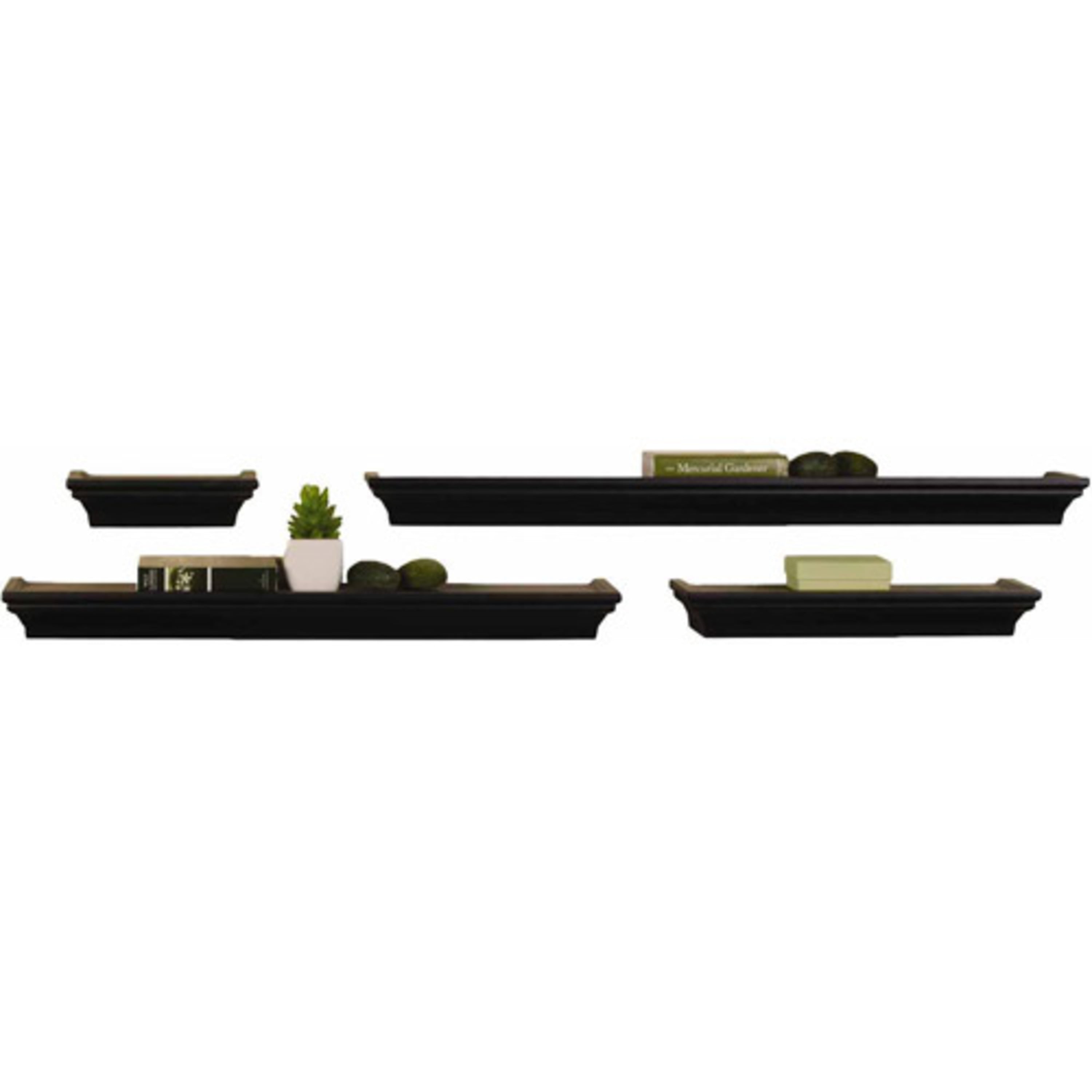 Melannco Floating Wall Shelves Set of 4 Black