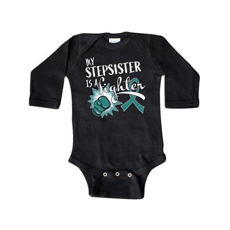 

Inktastic Ovarian Cancer Awareness My Stepsister is a Fighter Gift Baby Boy or Baby Girl Long Sleeve Bodysuit