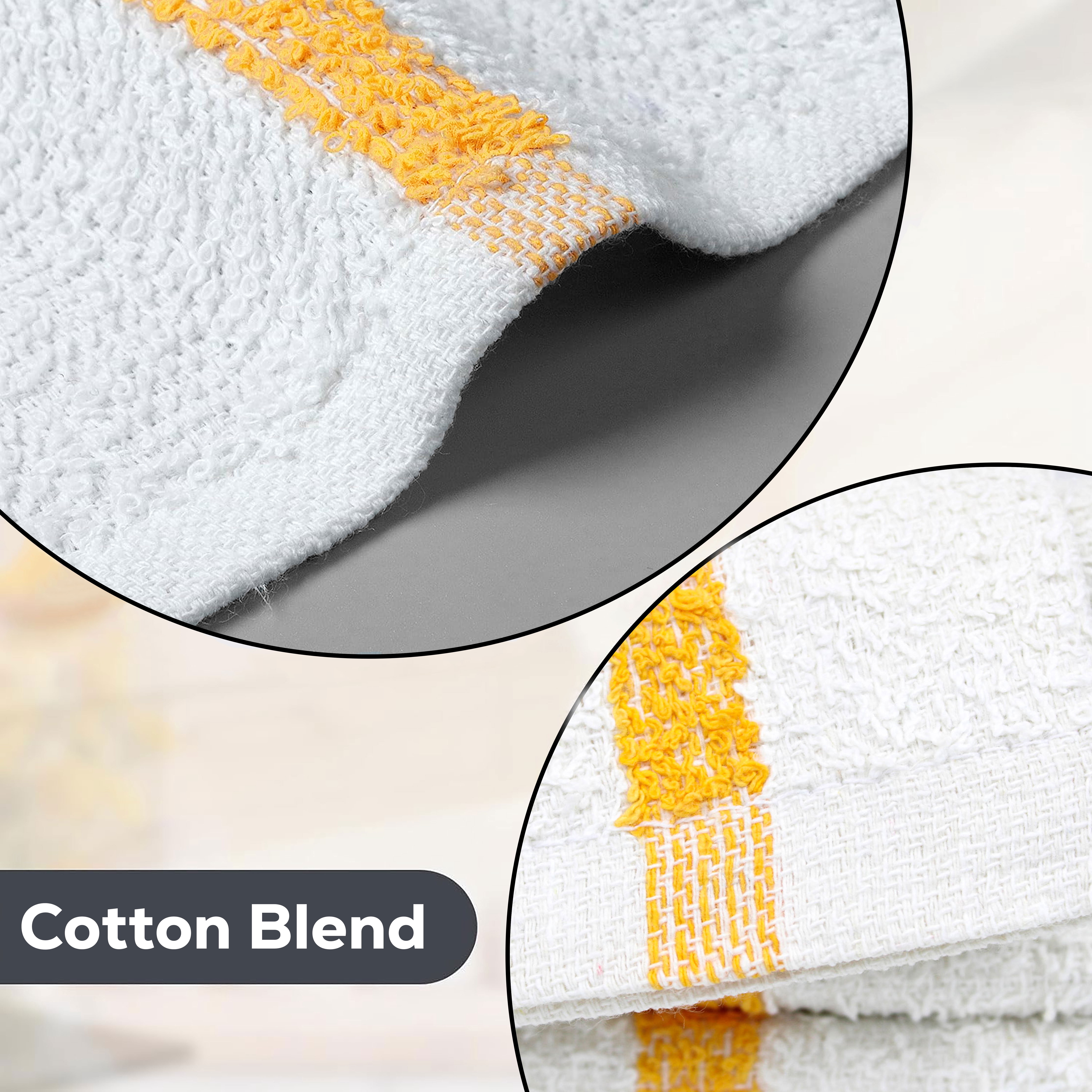 GOLD TEXTILES 36 PC Cotton Blend White Bar Mop Kitchen Towels 32oz Gold Stripe Commercial Use 16"x19"