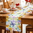 thumbnail image 5 of Sunflowers Table Runner - 120 Inch Long Spring Flowers Butterflies Hydrangea Watercolor Cotton and Linen Blended Dress Scarves Farmhouse Table Runner for Kitchen Dining, Coffee Table, 13" x 120", 5 of 8