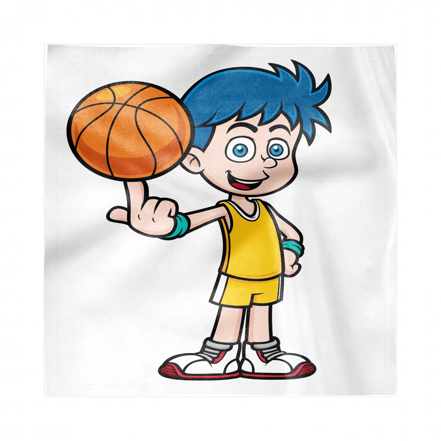 Sports Decorative Satin Napkins Set of 4, Genius Boy Rolling the Ball