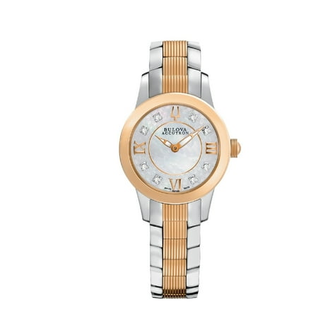 Bulova Accutron Women's 'Masella' Stainless Steel and Rose Goldplated Swiss Quartz Watch 65P106
