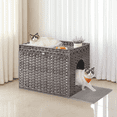 thumbnail image 4 of LEDREM Handwoven Rattan Cat Litter Box Enclosure, Hidden Litter Box Furniture with Removable Tray & Mat, Boho End Table, Dove Gray, 4 of 6