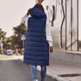 thumbnail image 5 of jsaierl Sleeveless Puffer Vest Women Long,Women Long Down Vest Casual Solid Color Sleeveless Hooded Zipper Buttons Puffer Down Jackets Waistcoat with Pockets, 5 of 7
