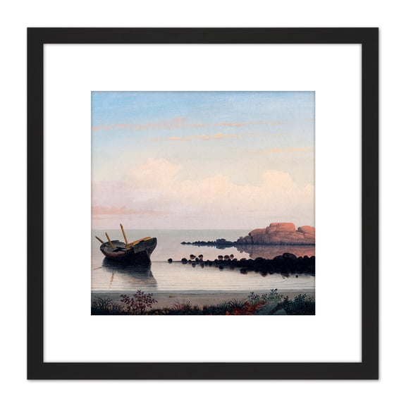 Lane Brace's Rock Eastern Point Painting 8X8 Inch Square Wooden Framed Wall Art Print Picture with Mount
