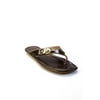 Pre-owned|Louis Vuitton Women Faux Push Lock Patent Leather Flip Flops Brown Size 38.5 8.5