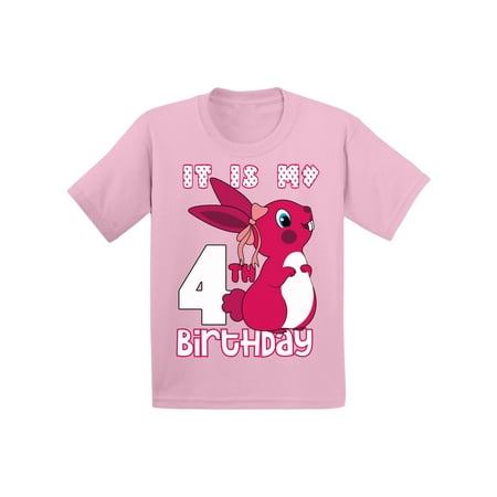 

Awkward Styles It is My 4th Birthday T-shirt Pink Bunny Toddler Shirt Birthday Girl Tee