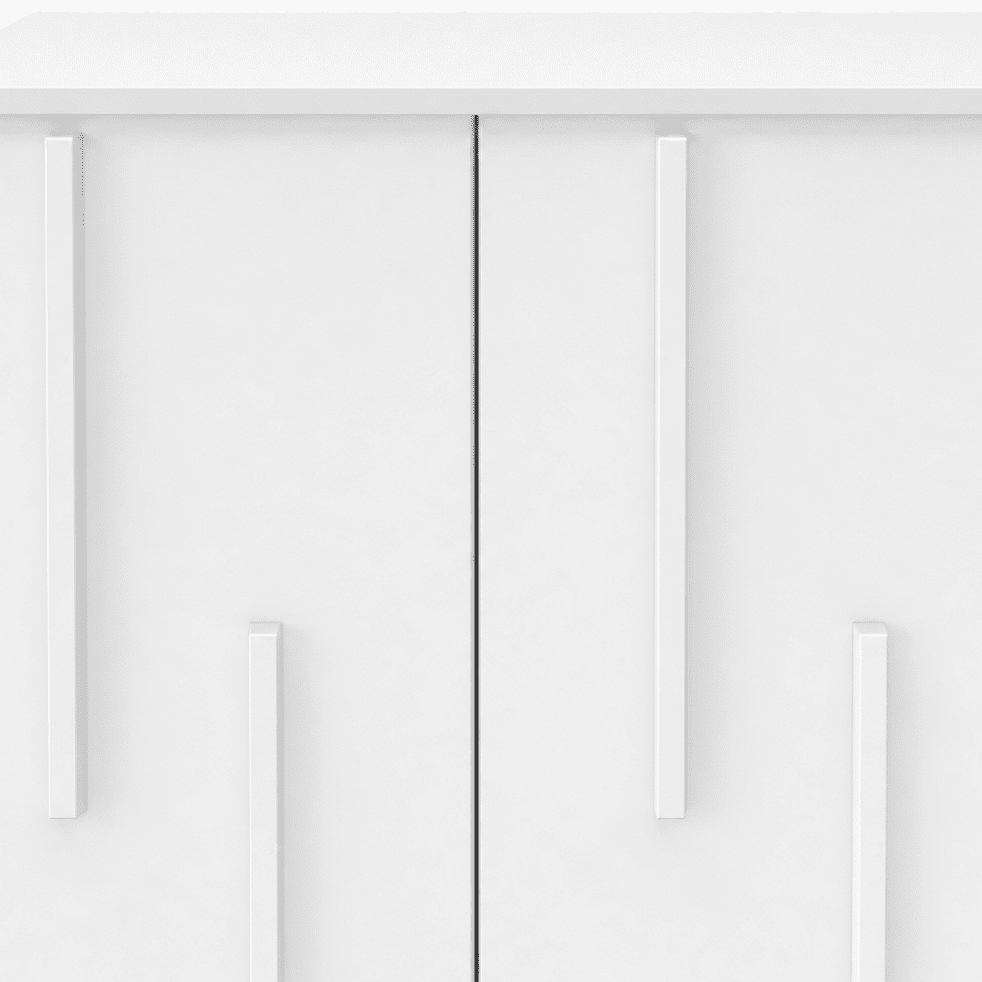 Laundry Cabinet 31.5 x 15.75 x 42.89 Inch, Storage Cabinet with 2 Removable Liner Bags and Fluted Doors