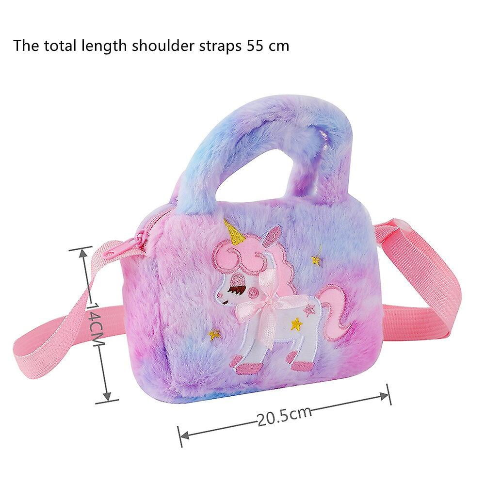 Student Belt Zipper Cartoon Unicorn Rainbow Shoulder Bag Plush Crossbody Bag  Purse For Kids Girls - Walmart.com