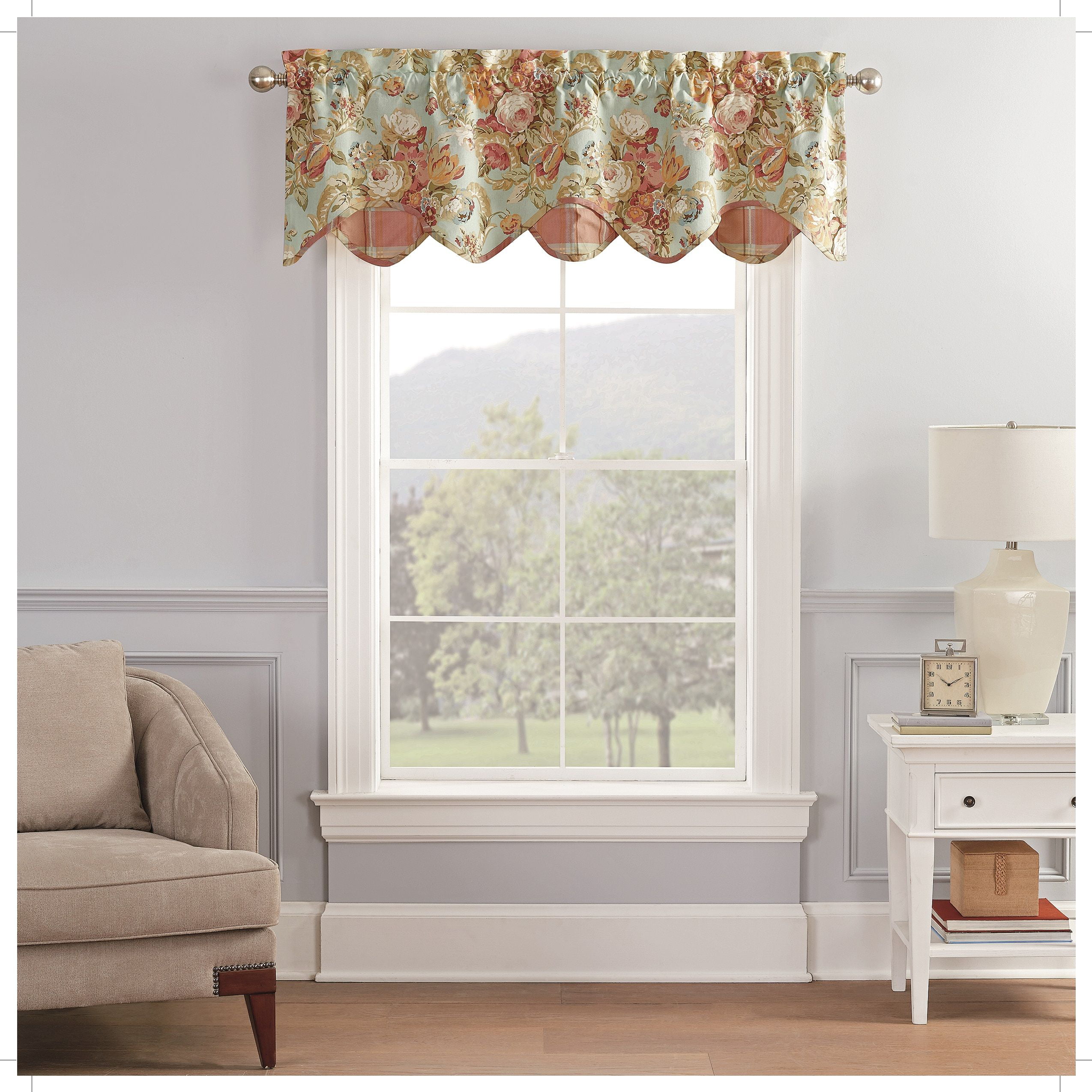 Details about   Pair of Waverly Classics Curtain Valences Beige Floral Roses 21 x 78 Rod Pocket 