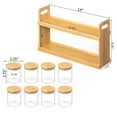 thumbnail image 6 of Basicwise Versatile 2-Tier Bamboo Spice Rack and Pantry Organizer with 8 Glass Jars – Perfect for Countertop Storage in Kitchens to Keep  Seasoning Containers Neatly Displayed and Easily Accessible, 6 of 10