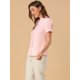 thumbnail image 4 of INSPIRE CHIC Camisa De Manga Corta Con Cuello De Lazo Para Mujer Blusa De Cuello Alto Con Encaje Frontal Con Botones Y Manga Abullonada Rosa XL, 4 of 6