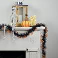 thumbnail image 3 of Jack O Lanterns Halloween Tinsel Garland - 50' - Black and Orange - Unlit, 3 of 3
