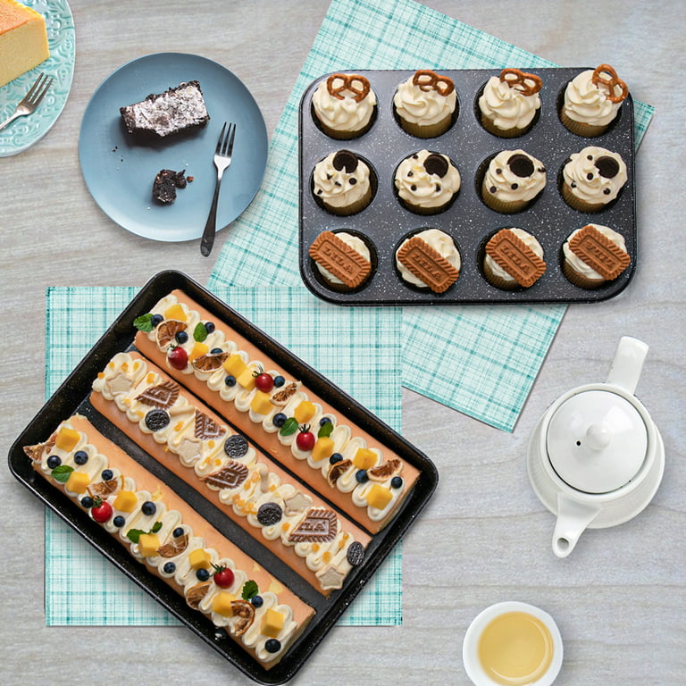 Nonstick Bakeware Set 10 Pcs, Professional Kitchen Bicolor Baking Pans Set  with Cookie Sheets, Muffin Pan, Bread Pan, Loaf Pan, Cake Pan and Cooling
