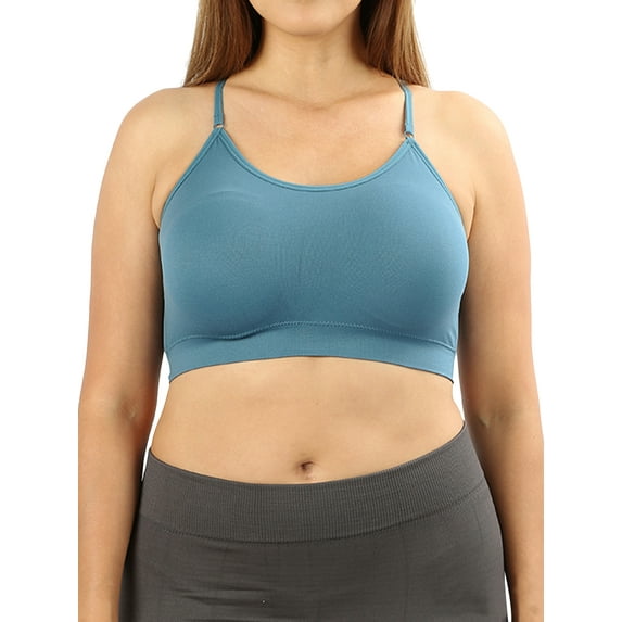 Zenana Women & Plus Cross Back Padded Seamless Bralette Sports Bras with Adjustable Strap