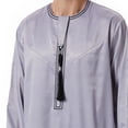 thumbnail image 4 of RXMEKW Long Sleeve Thobe for Men with Neck Zipper and Pocket, Arabic Style Casual Robe in Solid Color, 4 of 6