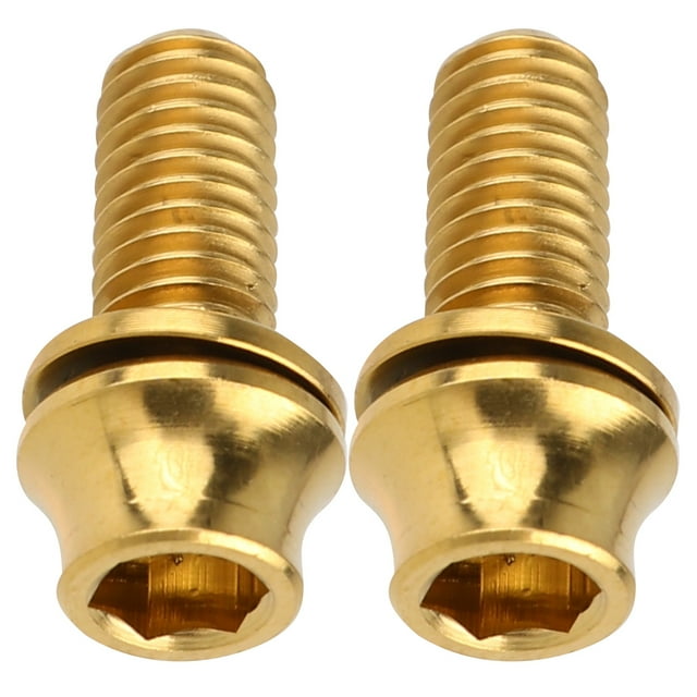 2PCS M5x12MM Kettle Frame Screw Titanium Alloy Screw Mountain Bike Road Handle Screw (Golden)