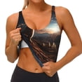 thumbnail image 3 of Hirioo Pyramid Desert Cat for Women's Sports Vest with Full-Print Design, Stretchy Fabric and Removable Pads-, 3 of 8