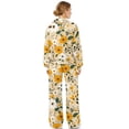thumbnail image 2 of SCRAWLGOD Flower Leaf Print Beige Women's 2 Piece Outfits Lounge Set Loose Fit Turtleneck Sweatshirt Wide Leg Sweatpants Set Sweatsuit Comfortable Tracksuit, XS, 2 of 7