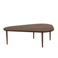 thumbnail image 3 of Weston Home Brno Mid-Century Modern Wood Teardrop 3 Legs Nesting Coffee Tables, Walnut, 3 of 11