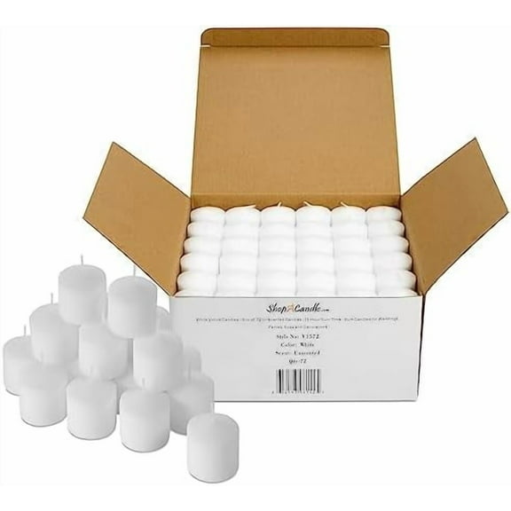 Bulk Pack of 72 White Votive Candles - Box of 72 Unscented Bulk Candles - 15 Hour Burn Time - for Weddings, Restaurants, Parties, Spa and Decorations.$$Home Decor, Kitchen, & Other