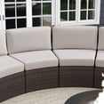 thumbnail image 6 of Martha Stewart Indoor-Outdoor Modular Patio Curved Sectional Sofa Seat in Brown Rattan Wicker with Tan All-Weather Cushions, 6 of 13