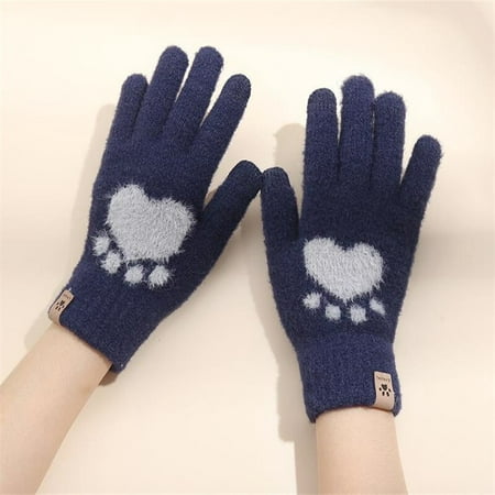 Acheter 1 paire de gants d'hiver tricotés pour femmes, épais