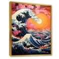 thumbnail image 2 of Designart "Sunset Waves of Kanagawa in Japanese Style I" People Framed Wall Art - Global Blue Japan Art Entryway Framed Wall Art, 2 of 6